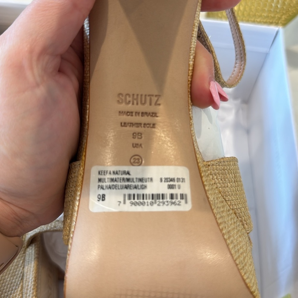SCHUTZ Keffa Ankle Strap Platform Sandals Natural - Picture 5 of 6